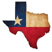 State of Texas shape with the flag on it